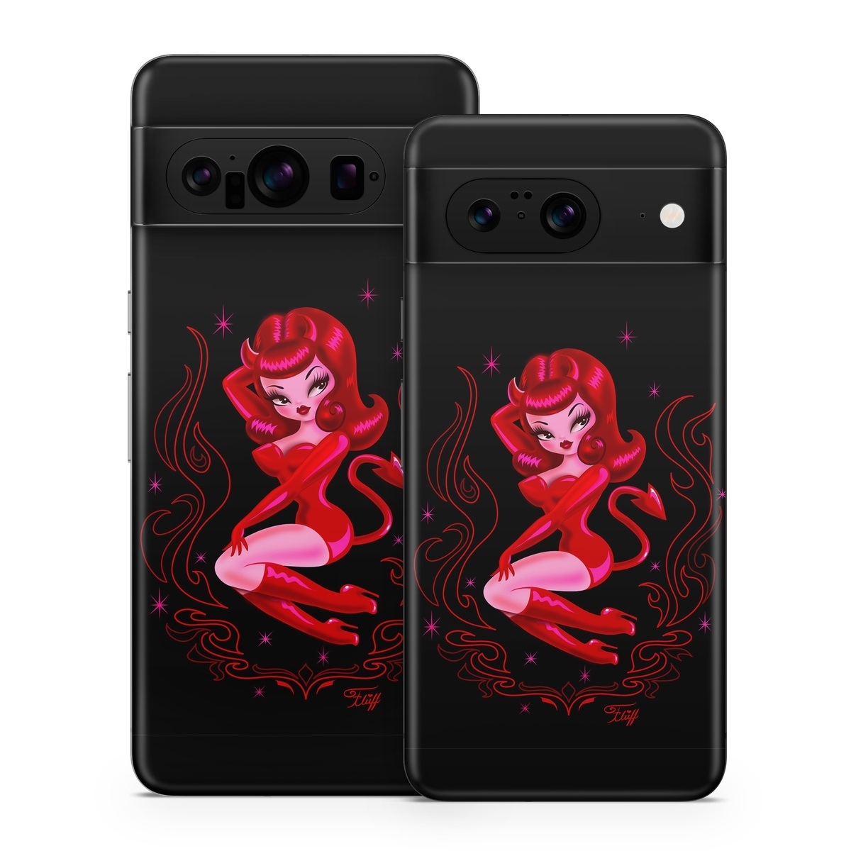 Google Pixel 8 Series Skin design of Pink, Illustration, Fictional character, Graphic design, Neon, Magenta, Graphics, Art, with black, red, pink colors