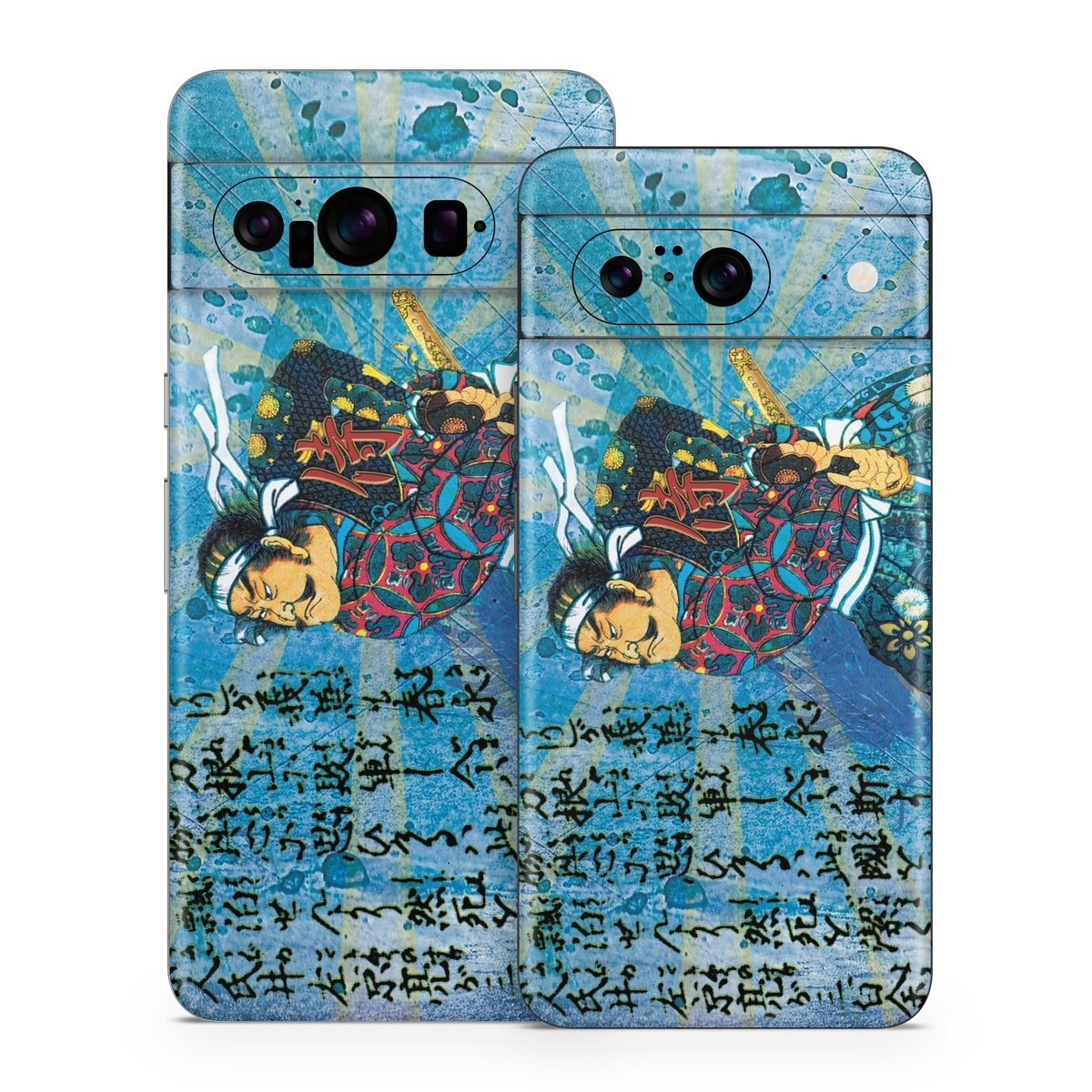 Google Pixel 8 Series Skin design of Art, Illustration, Painting, with blue, black, gray, green, red colors