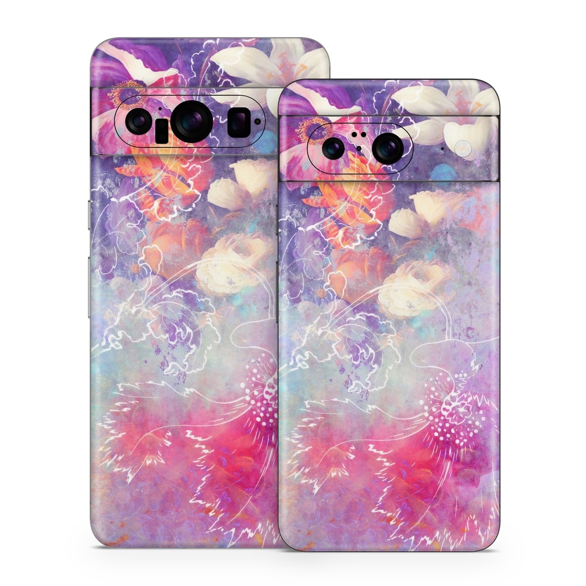 Google Pixel 8 Series Skin design of Purple, Violet, Pink, Graphic design, Illustration, Sky, Art, Design, Watercolor paint, Graphics, with purple, white, red, orange, blue colors
