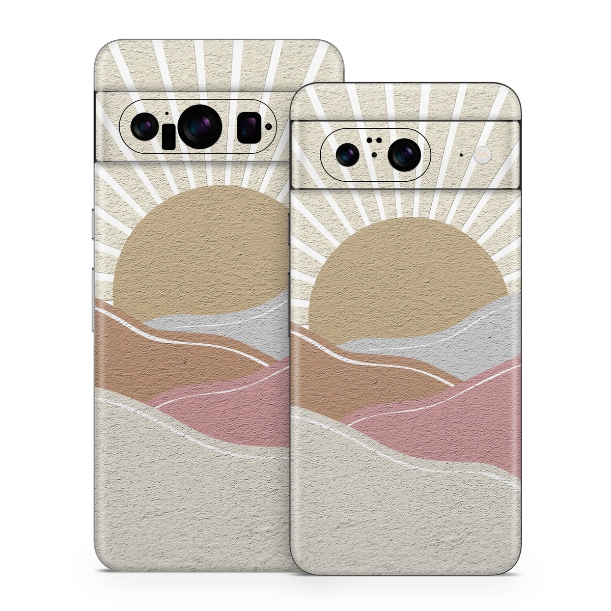 Google Pixel 8 Series Skin design of Art, Pattern, Symmetry, Tints and shades, Slope, Building material, Circle, Visual arts, Creative arts, Metal, with yellow, pink, gray, white, brown colors