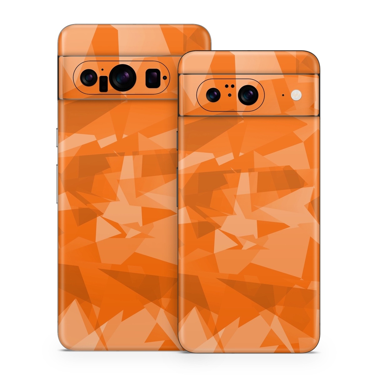 Google Pixel 8 Series Skin design of Orange, Pattern, Peach, Line, Design, Triangle, with orange colors