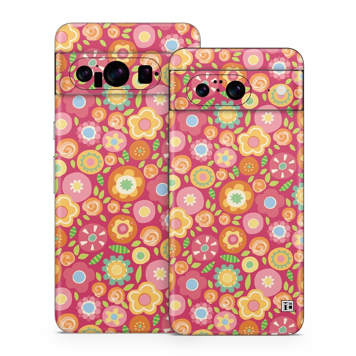 Google Pixel 8 Series Skin design of Orange, Pattern, Design, Circle, with red, pink, green, gray, orange, purple colors