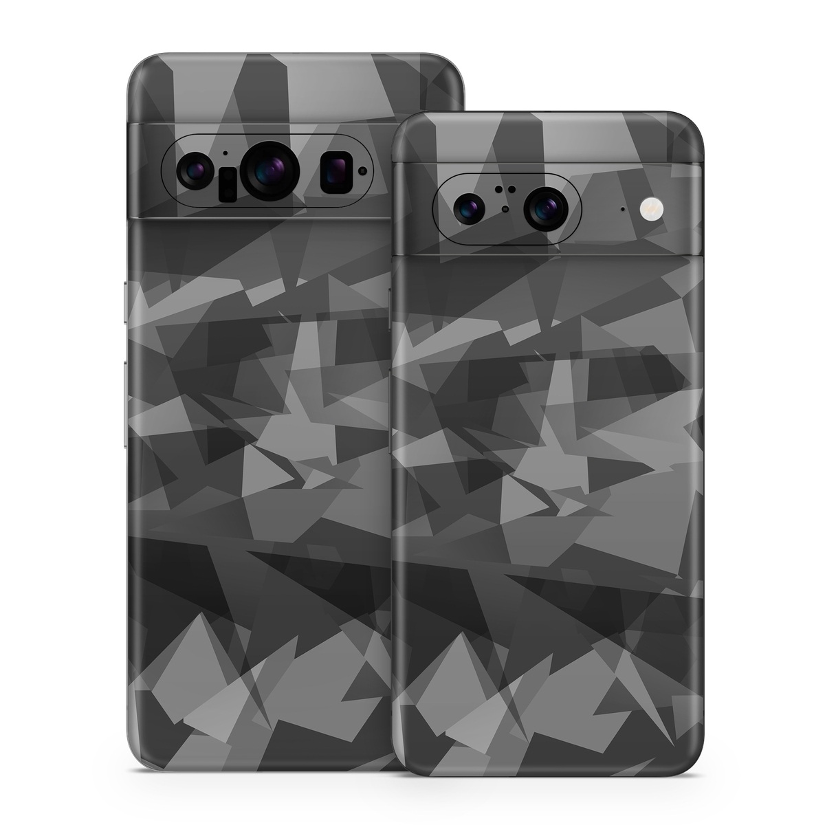Google Pixel 8 Series Skin design of Black, Pattern, Triangle, Black-and-white, Monochrome, Grey, Design, Line, Architecture, Monochrome photography, with black, gray colors