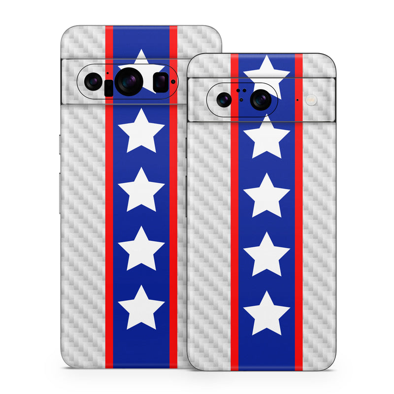 Google Pixel 8 Series Skin design of Flag of the united states, Flag, Font, Parallel, Electric blue, Rectangle, Pattern, Flag Day (USA), Symbol, Carmine, with gray, white, blue, red colors