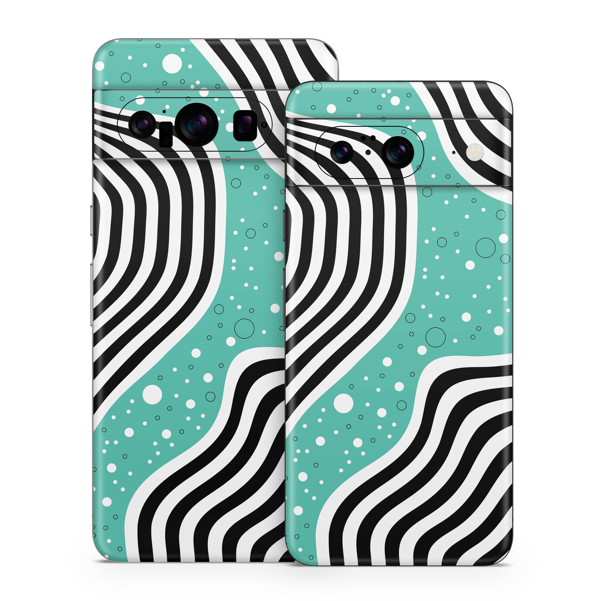 Google Pixel 8 Series Skin design of White, Rectangle, Art, Line, Aqua, Pattern, Electric blue, Visual arts, Font, Graphics, with white, black, blue, green colors