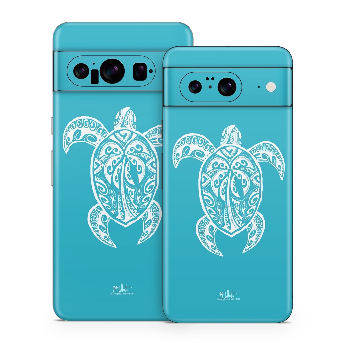 Google Pixel 8 Series Skin design of Sea turtle, Turtle, Green sea turtle, Reptile, Illustration, with blue, white colors