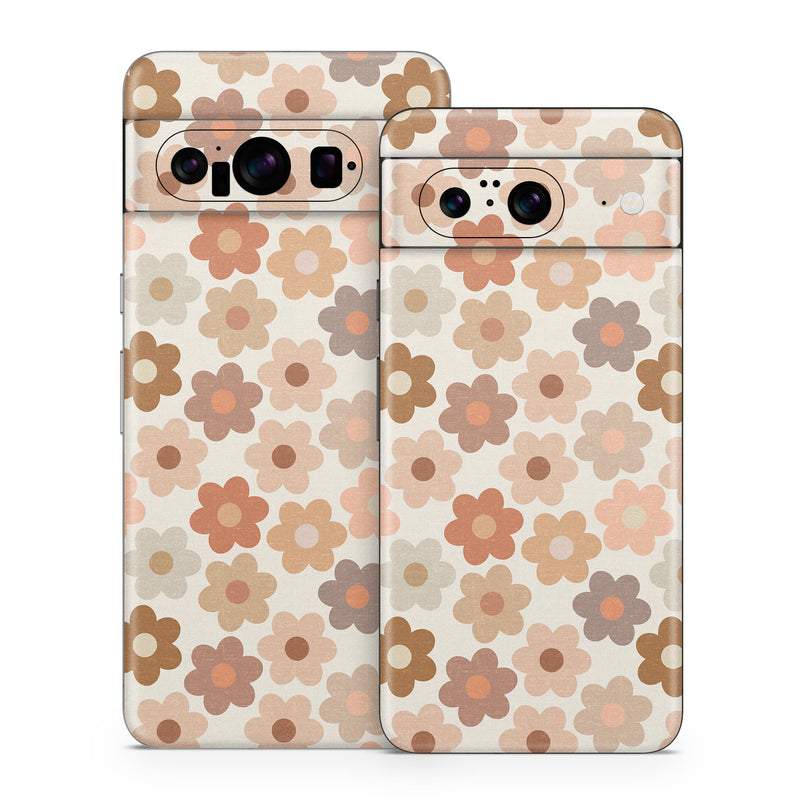 Google Pixel 8 Series Skin design of Brown, Orange, Textile, Material property, Pattern, Circle, Symmetry, Font, Tints and shades, Peach, with white, brown, yellow, pink colors