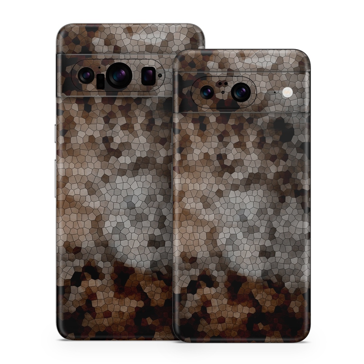 Google Pixel 8 Series Skin design of Brown, Design, Soil, Pattern, Rock, Rust, Granite, Metal, with black, white, gray, brown colors