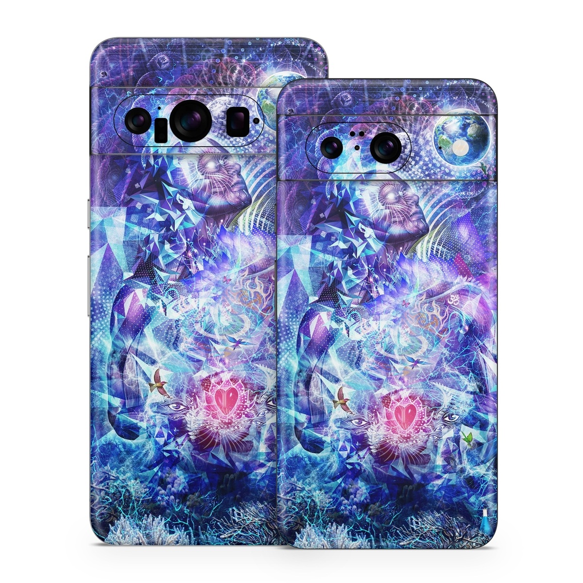 Google Pixel 8 Series Skin design of Blue, Purple, Violet, Lavender, Majorelle blue, Psychedelic art, Electric blue, Organism, Art, Design, with blue, green, purple, red, pink colors