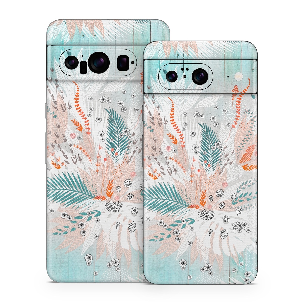 Google Pixel 8 Series Skin design of Aqua, Turquoise, Graphic design, Line, Teal, Illustration, Watercolor paint, Design, Tree, Pattern, with blue, red, orange, white, gray colors