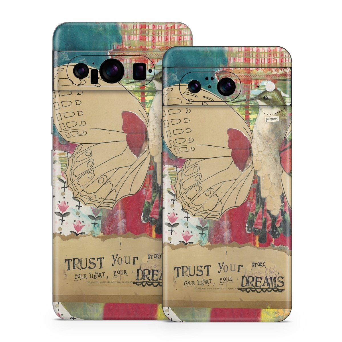Google Pixel 8 Series Skin design of Butterfly, Insect, Moths and butterflies, Pink, Pollinator, Illustration, Wing, Moth, Art, Invertebrate, with yellow, green, brown, red, blue, pink colors