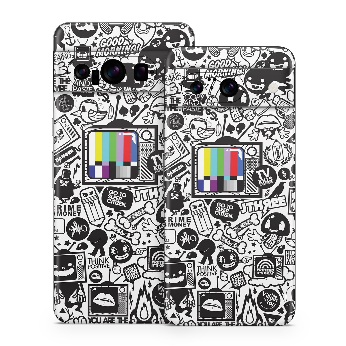 Google Pixel 8 Series Skin design of Pattern, Drawing, Doodle, Design, Visual arts, Font, Black-and-white, Monochrome, Illustration, Art, with gray, black, white colors