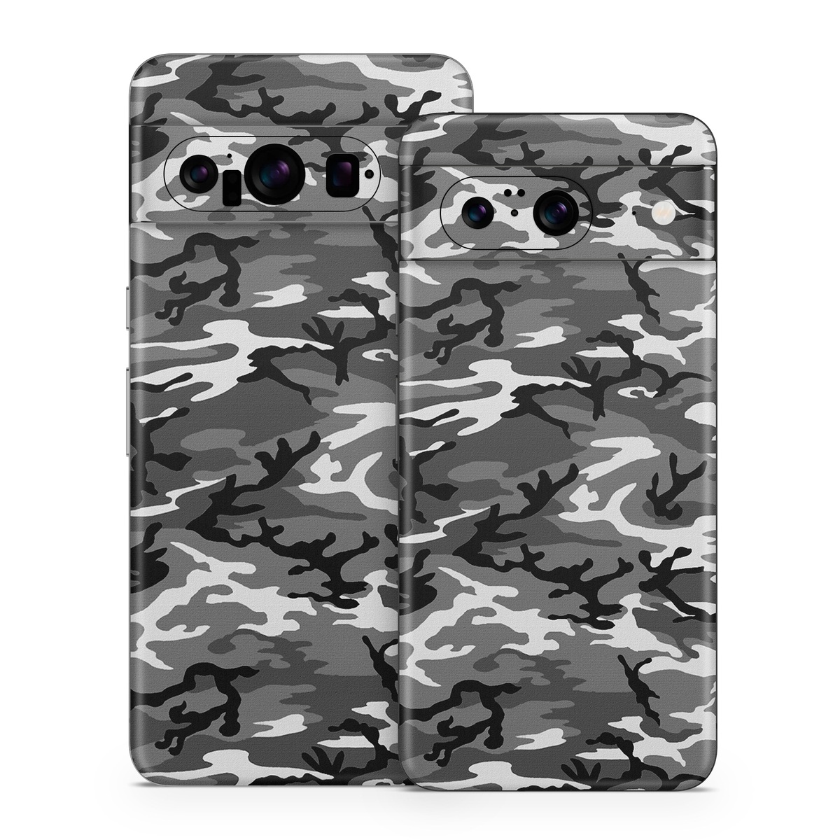 Google Pixel 8 Series Skin design of Military camouflage, Pattern, Clothing, Camouflage, Uniform, Design, Textile, with black, gray colors