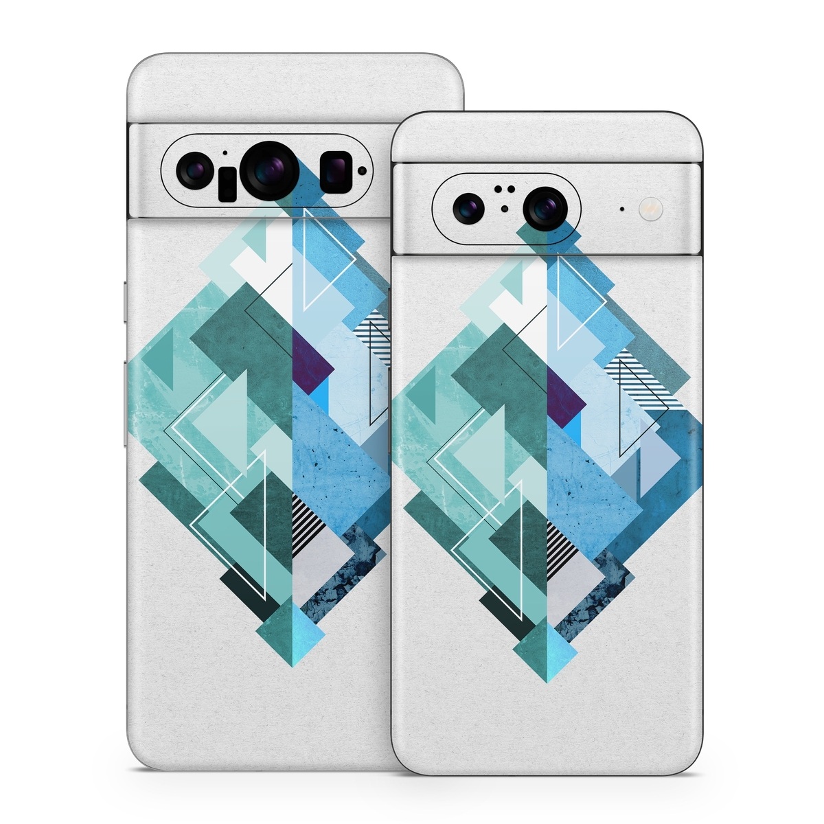 Google Pixel 8 Series Skin design of Blue, Turquoise, Illustration, Graphic design, Design, Line, Logo, Triangle, Graphics, with gray, blue, purple colors