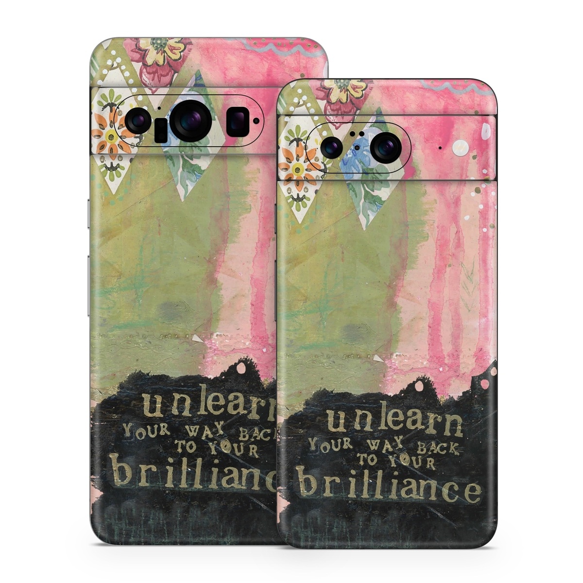 Google Pixel 8 Series Skin design of Green, Pink, Textile, Pattern, Art, Visual arts, Magenta, Linens, Quilting, with red, pink, black, green colors