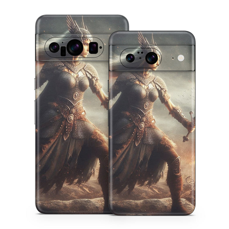 Google Pixel 8 Series Skin design of CG artwork, Armour, Fictional character, Action, Mythology, Action-adventure game, Breastplate, Video Game Software, Spear, Sword