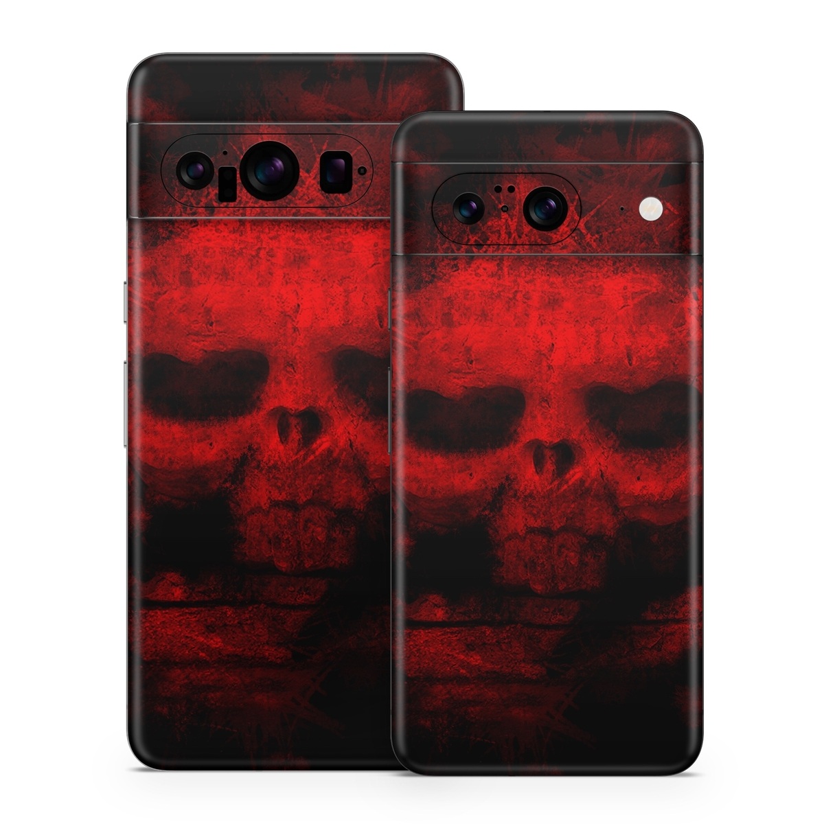 Google Pixel 8 Series Skin design of Red, Skull, Bone, Darkness, Mouth, Graphics, Pattern, Fiction, Art, Fractal art, with black, red colors