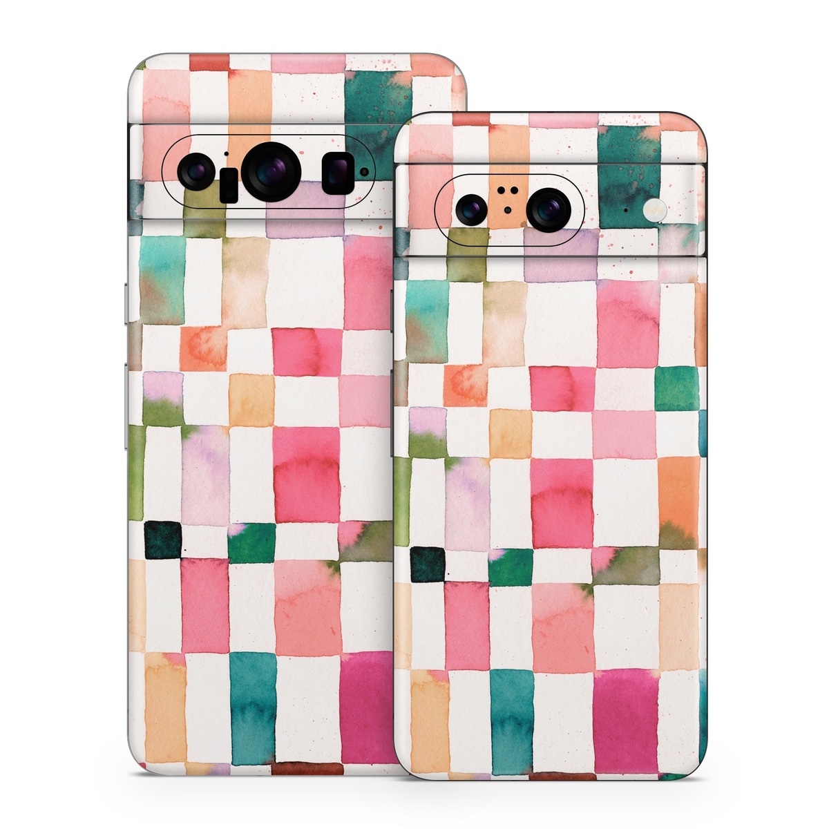 Google Pixel 8 Series Skin design of Brown, Rectangle, Product, Textile, Art, Pink, Line, Aqua, Magenta, Symmetry, with white, pink, green, red, blue, orange, purple colors