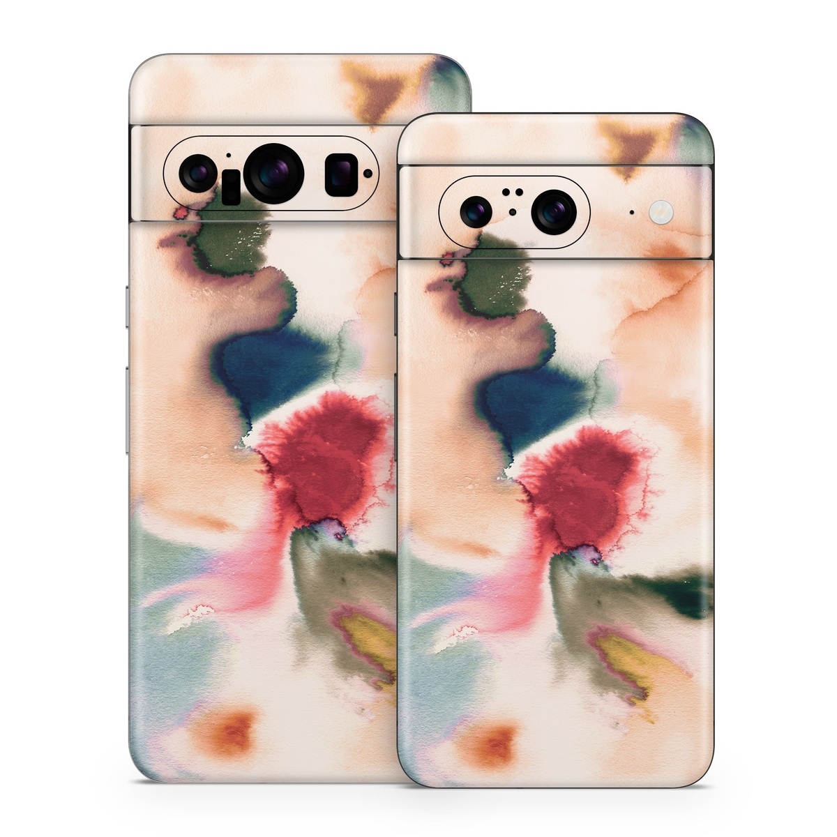 Google Pixel 8 Series Skin design of Petal, Pink, Creative arts, Plant, Tints and shades, Art, Pattern, Porcelain, Close-up, Natural material, with white, blue, red, brown, orange, yellow, green colors