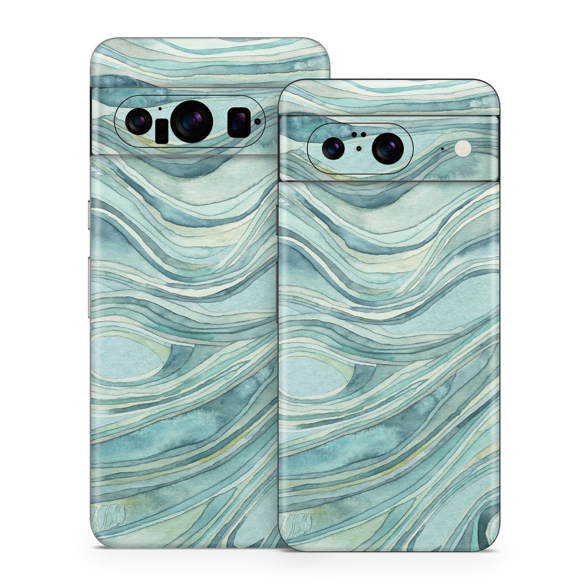 Google Pixel 8 Series Skin design of Aqua, Blue, Pattern, Turquoise, Teal, Water, Design, Line, Wave, Textile, with gray, blue colors