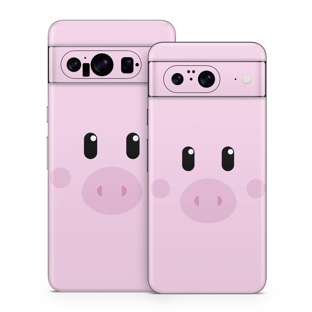 Google Pixel 8 Series Skin design of Pink, Cartoon, Violet, Nose, Purple, Snout, Suidae, Material property, Illustration, Animation, with pink, black, white colors