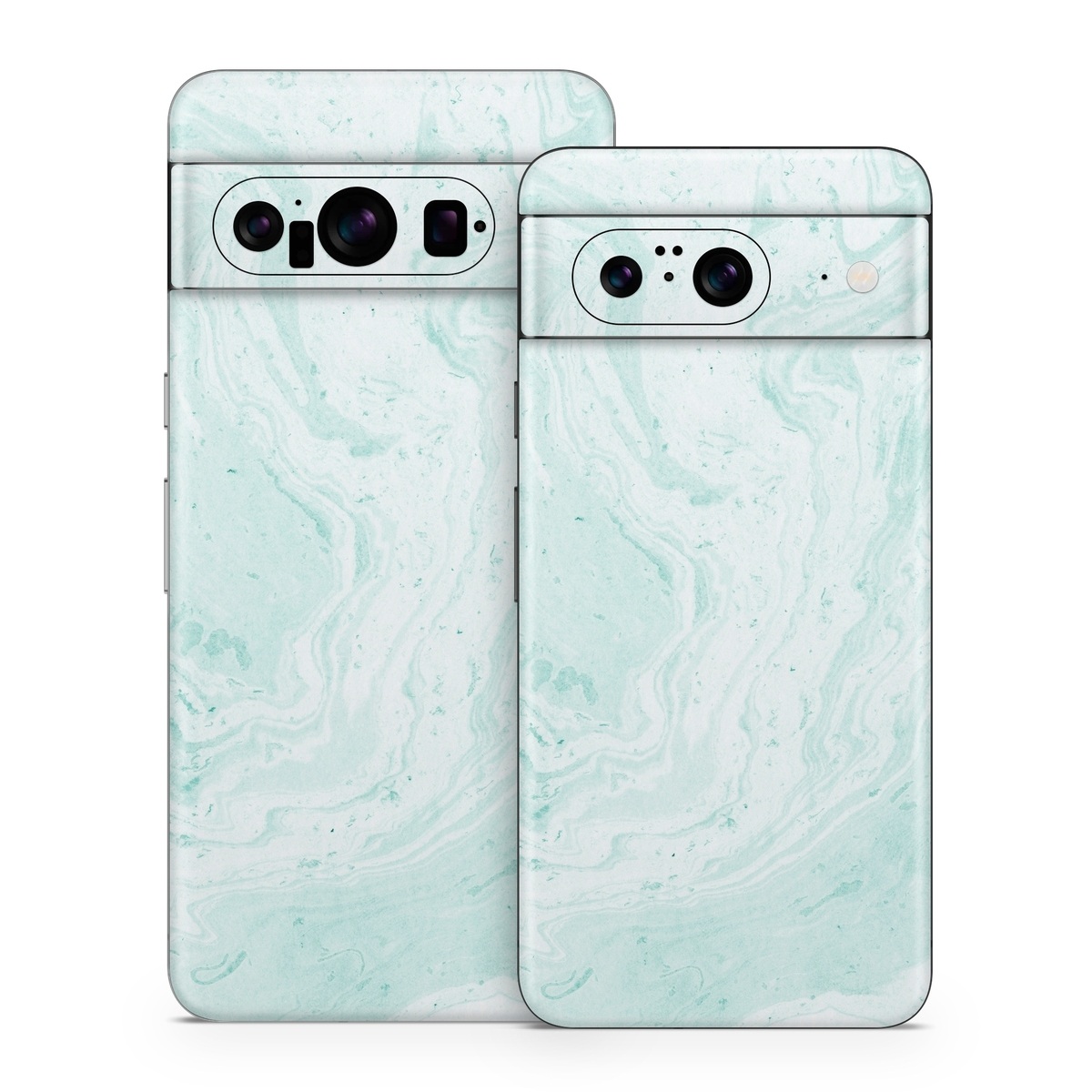 Google Pixel 8 Series Skin design of White, Aqua, Pattern, with green, blue colors