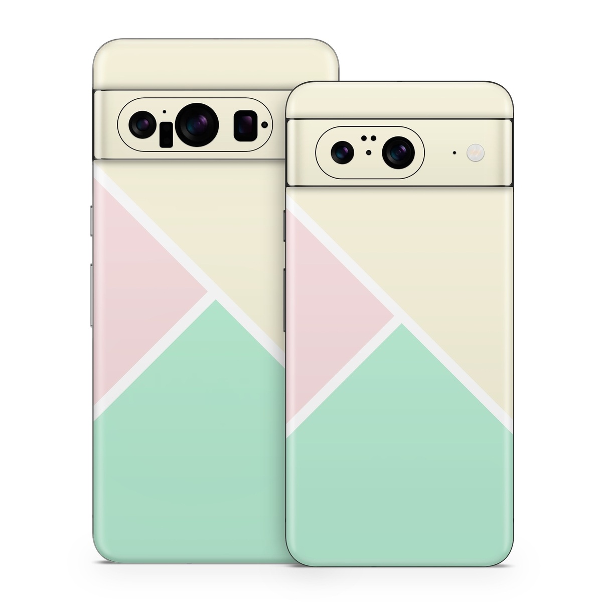 Google Pixel 8 Series Skin design of Green, Aqua, Turquoise, Blue, Pink, Yellow, Line, Teal, Pattern, Design, with yellow, pink, green colors