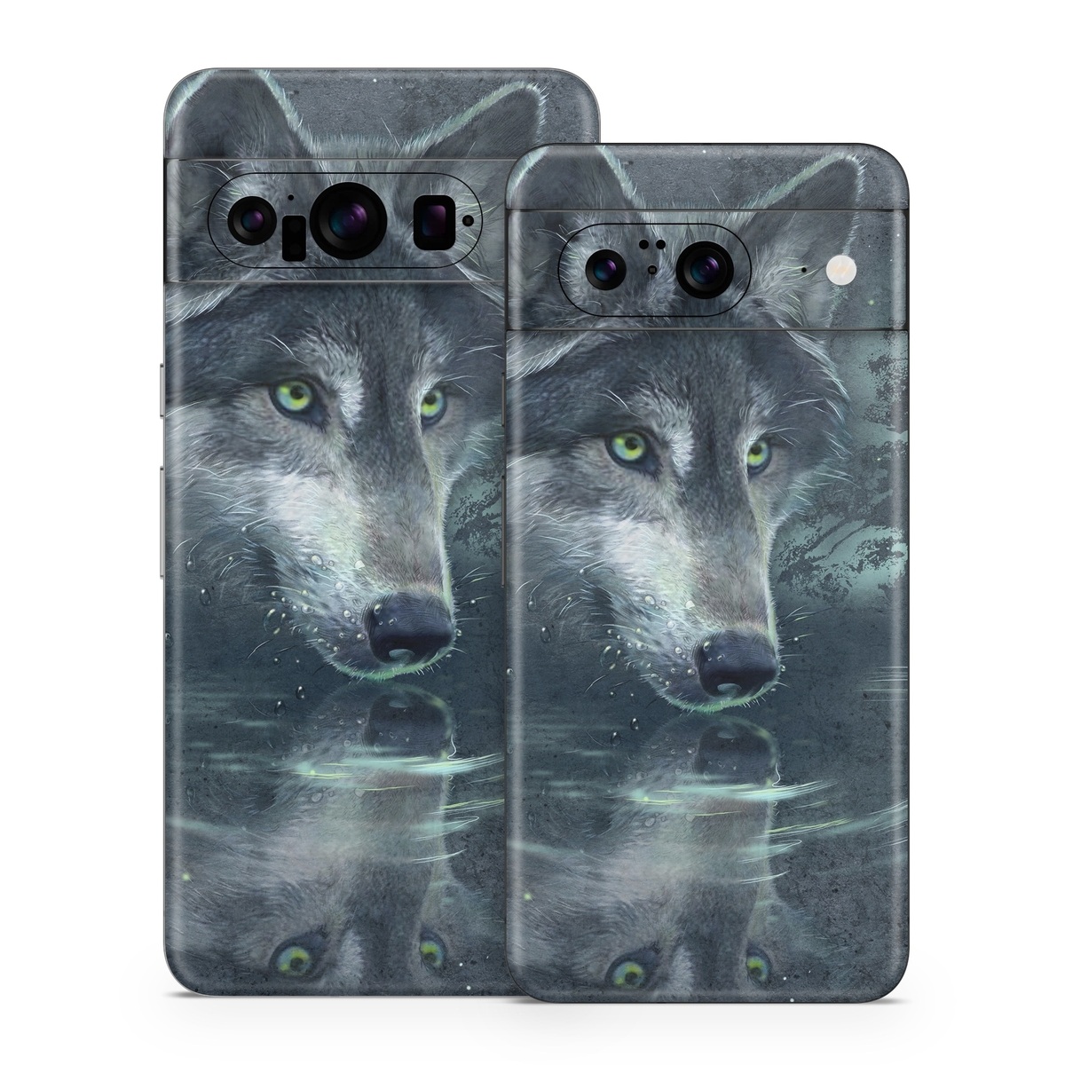 Google Pixel 8 Series Skin design of Wolf, Canidae, Wildlife, Red wolf, Canis, canis lupus tundrarum, Snout, Saarloos wolfdog, Wolfdog, Carnivore, with black, gray, blue colors