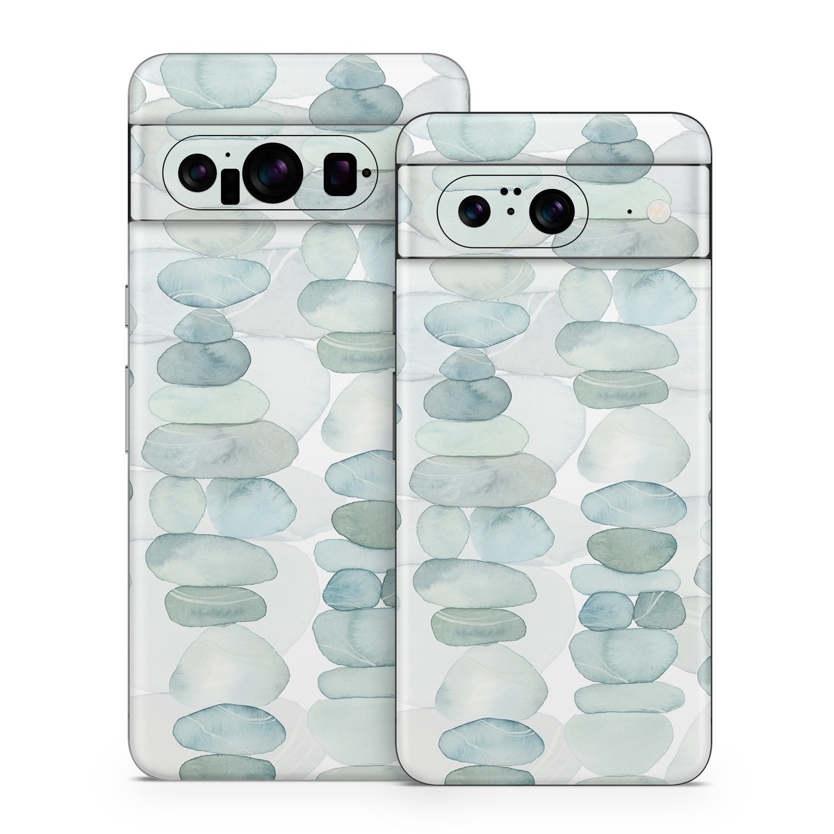 Google Pixel 8 Series Skin design of Aqua, Turquoise, Circle, Pattern, Transparent material, Glass, with white, blue colors