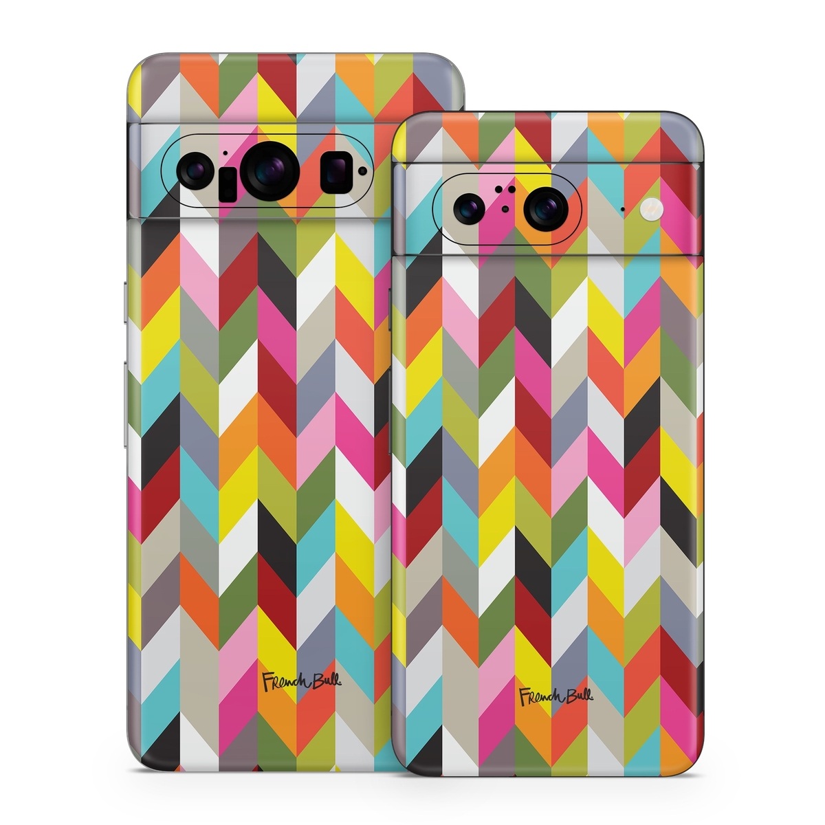 Google Pixel 8 Series Skin design of Pattern, Orange, Line, Design, Graphic design, Tints and shades, Triangle, with red, green, gray, black, blue, purple colors