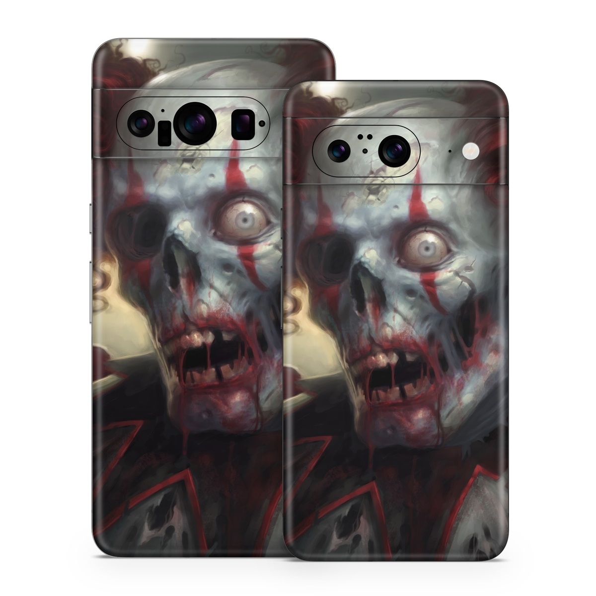 Google Pixel 8 Series Skin design of Illustration, Fictional character, Fiction, Supervillain, Demon, Art, Zombie, Ghost, Supernatural creature, Flesh, with black, gray, green, red colors