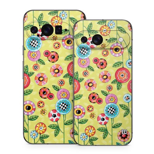 Button Flowers Google Pixel 9 Series Skin