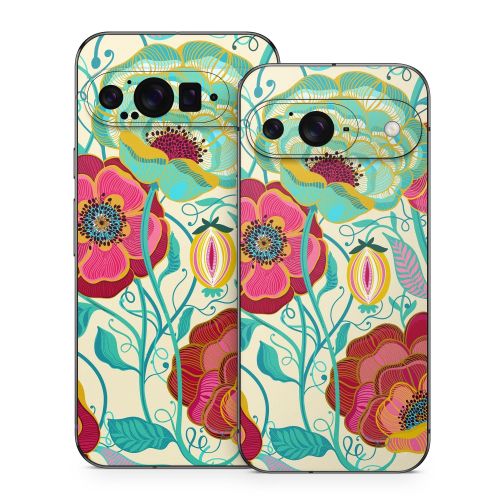 Golden Flowers Google Pixel 9 Series Skin