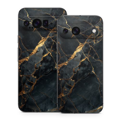 Repaired Black Marble Google Pixel 9 Series Skin