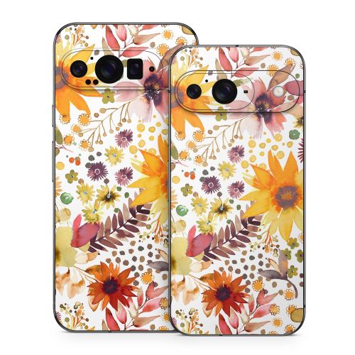 Summer Watercolor Sunflowers Google Pixel 9 Series Skin