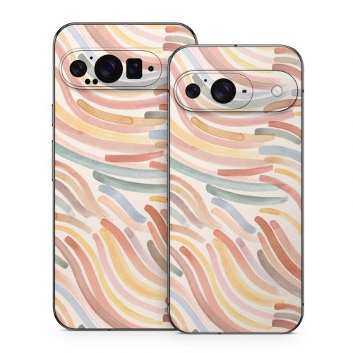 Terracotta Brushstroke Waves Google Pixel 9 Series Skin