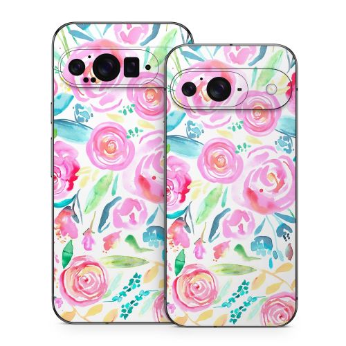 Watercolor Roses Google Pixel 9 Series Skin