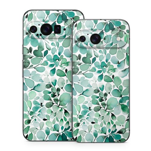 Watercolor Eucalyptus Leaves Google Pixel 9 Series Skin