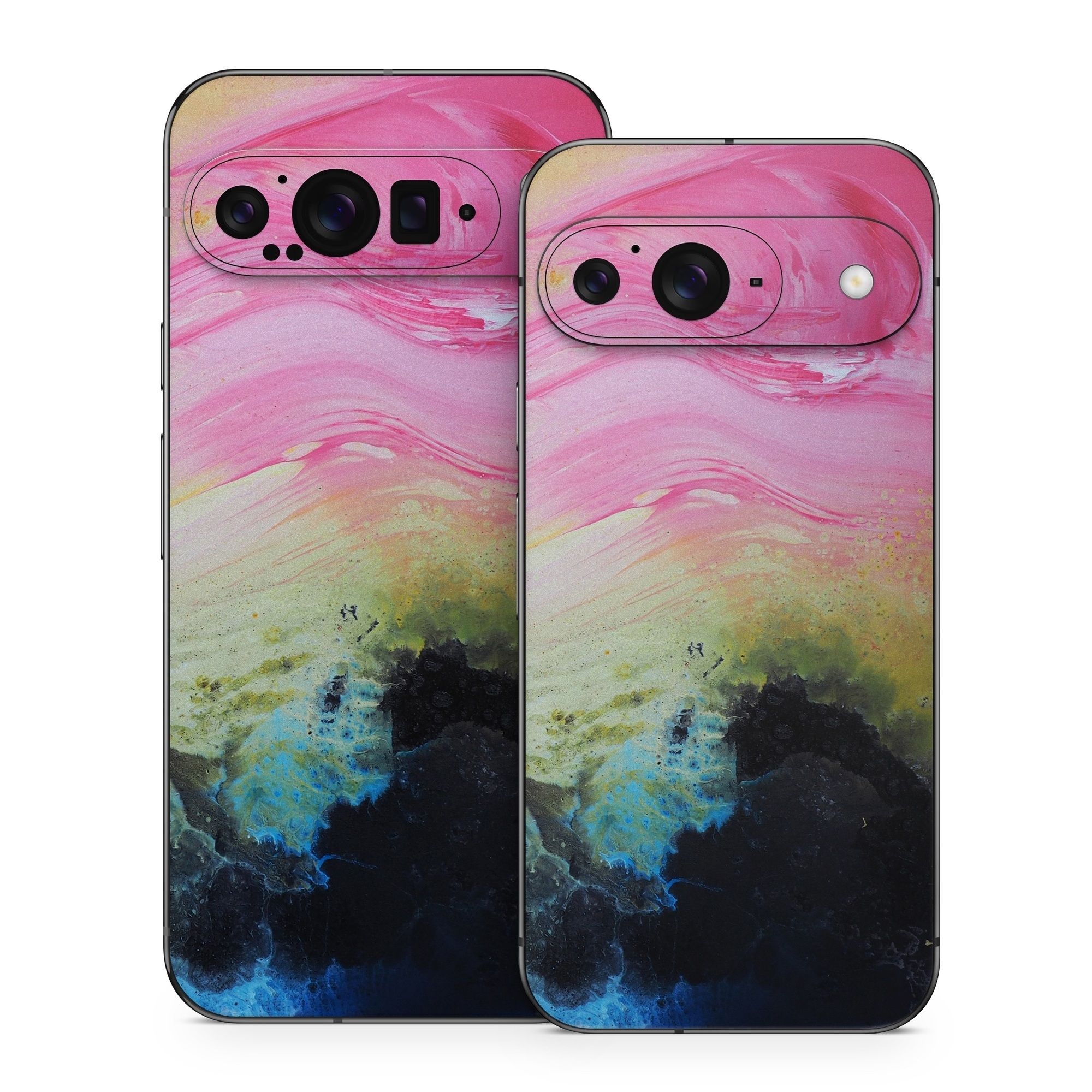 Google Pixel 9 Series Skin design of Painting, Modern art, Acrylic paint, Art, Pink, Watercolor paint, Visual arts, Paint, Artwork, Magenta, with pink, yellow, orange, blue, black, red colors