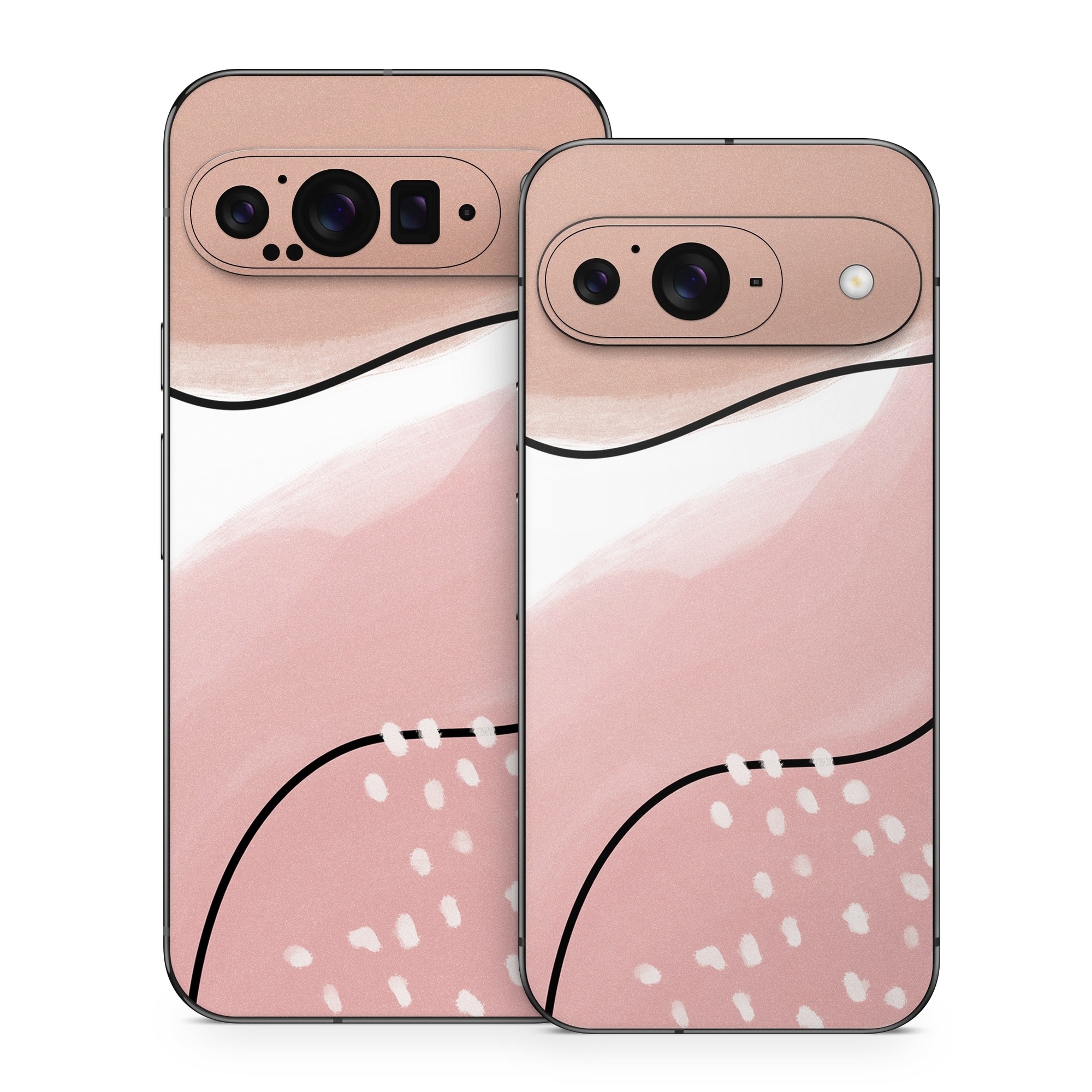 Google Pixel 9 Series Skin design of Skin, Pink, Nose, Peach, Shoulder, Lip, Neck, Line, Joint, Ear, Footwear, Material Property, Clip Art, Graphics, Illustration, with white, pink, brown, black colors