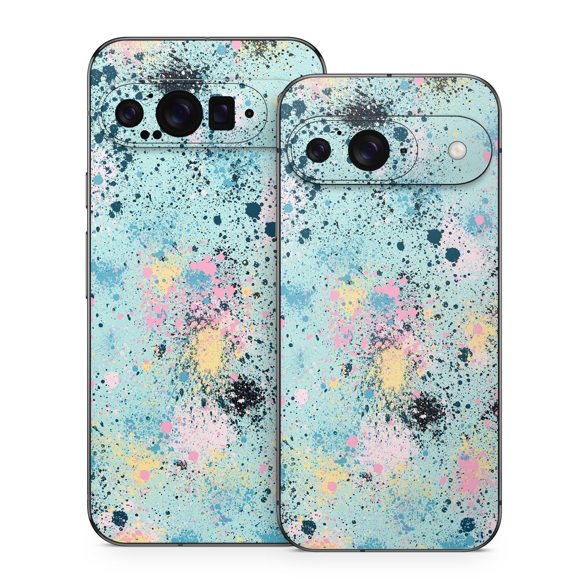 Google Pixel 9 Series Skin design of Colorfulness, Art, Paint, Aqua, Art paint, Pattern, Tints and shades, Magenta, Electric blue, Creative arts, with blue, black, pink, yellow colors