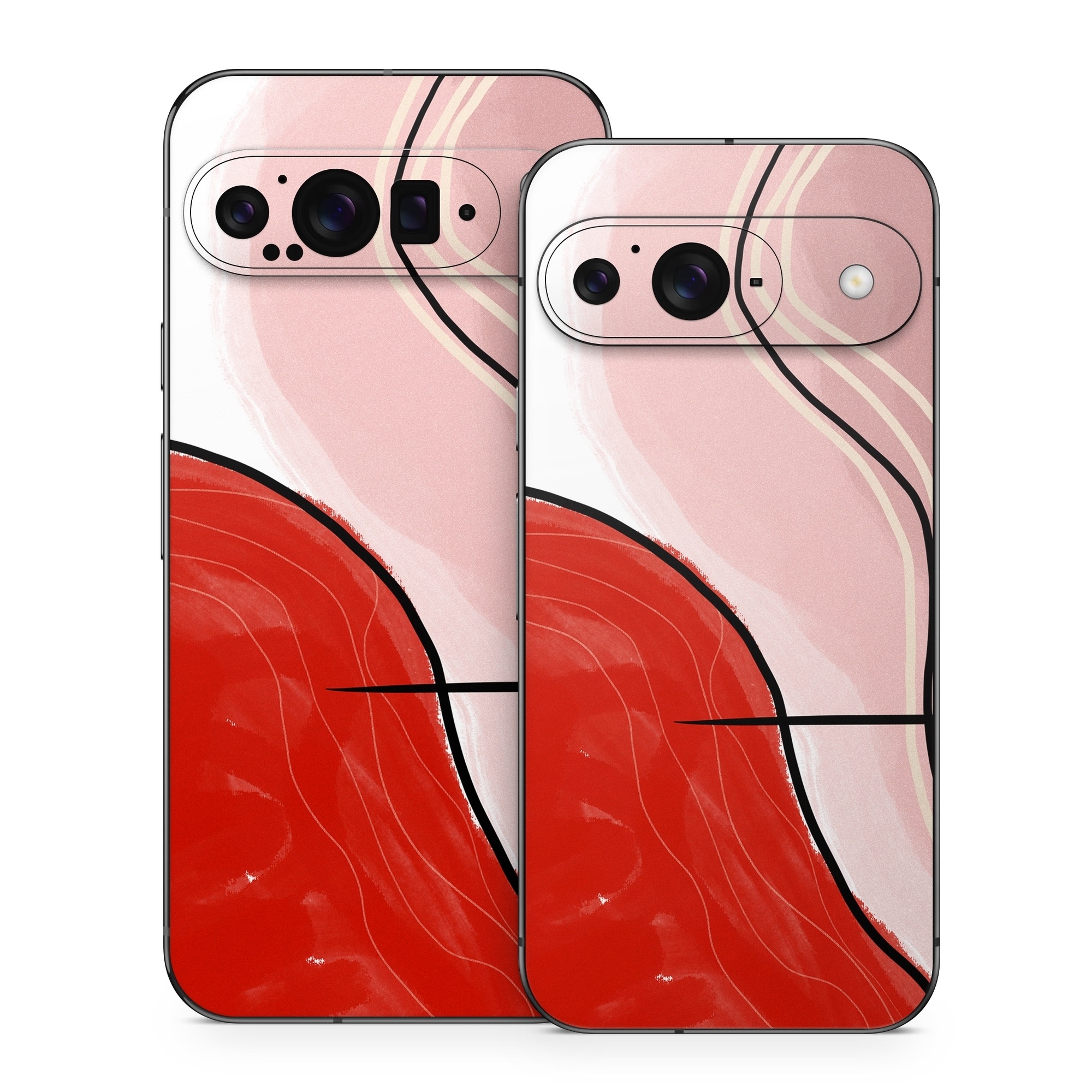 Google Pixel 9 Series Skin design of Red, Line, Lip, Material Property, Mouth, Illustration, Graphics, Liquid, Modern Art, Graphic Design, Art, with white, black, brown, red colors