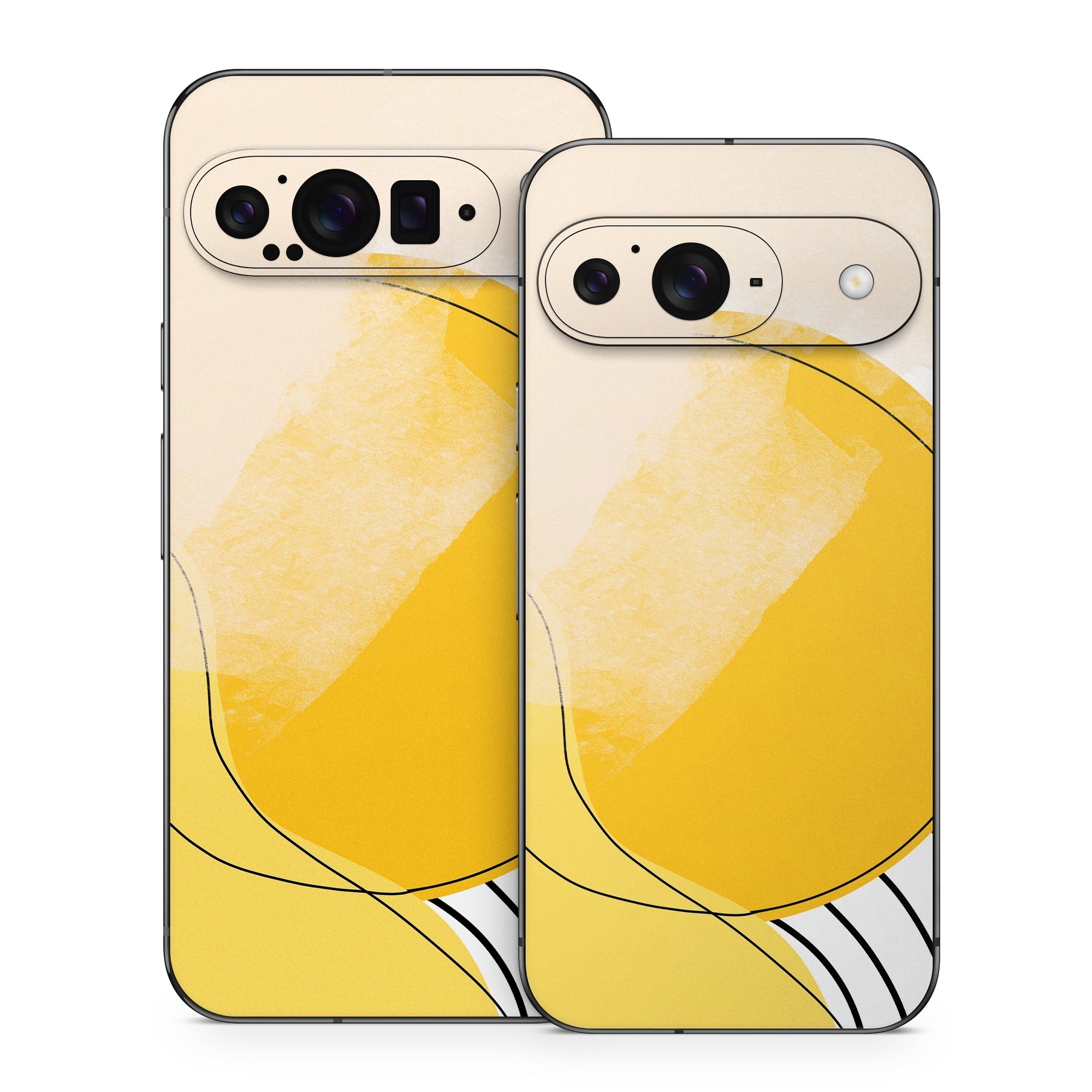 Google Pixel 9 Series Skin design of Yellow, Line, Illustration, Graphics, with white, black, brown, yellow colors