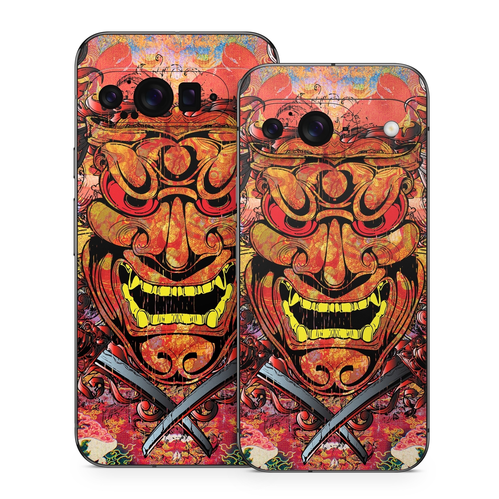 Google Pixel 9 Series Skin design of Art, Psychedelic art, Visual arts, Illustration, Fictional character, Demon, with red, orange, yellow colors