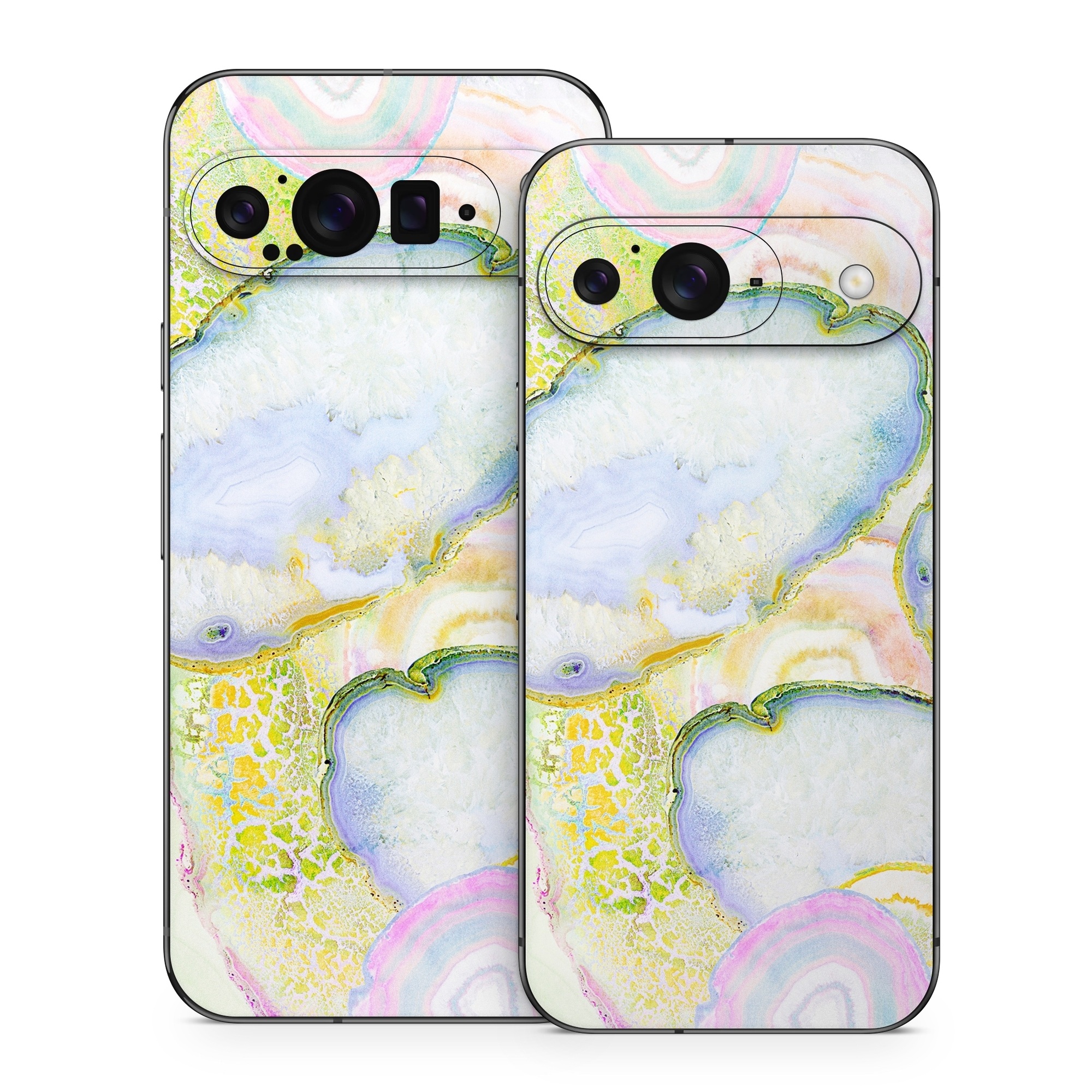Google Pixel 9 Series Skin design of Watercolor paint, Illustration, Paint, Child art, Art, with blue, purple, green, yellow, pink colors
