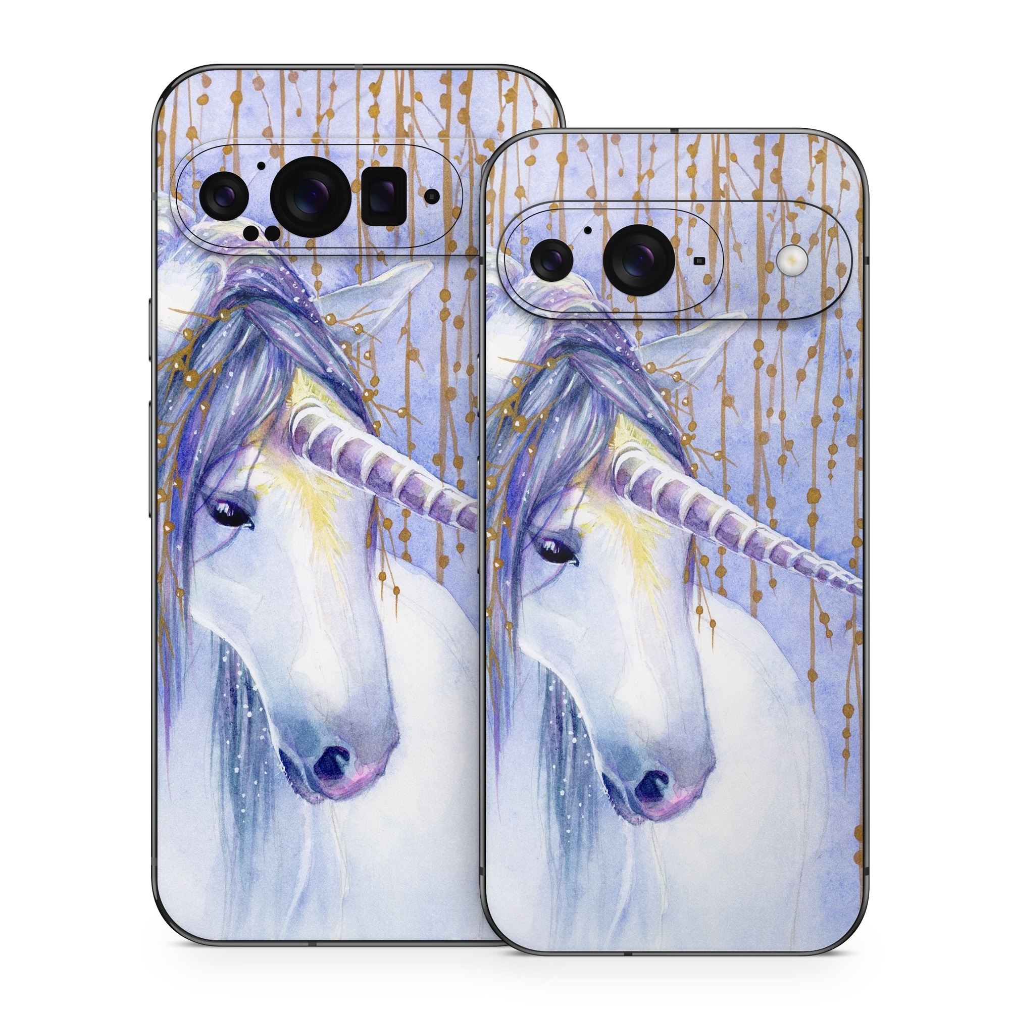 Google Pixel 9 Series Skin design of Horse, Eyelash, Painting, Working animal, Line, Art, Paint, Snout, Pack animal, Illustration, with white, purple, brown, yellow colors