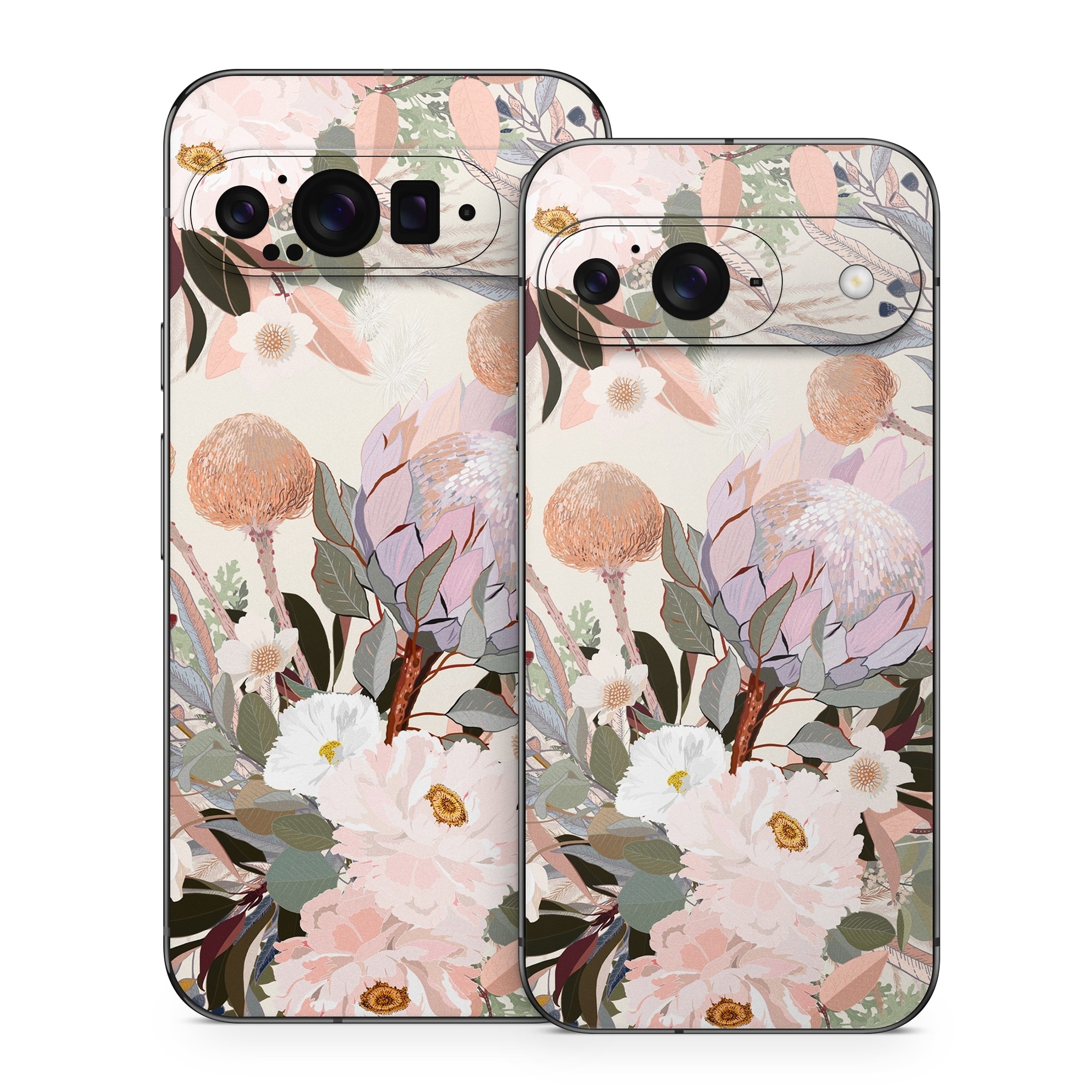 Google Pixel 9 Series Skin design of Flower, Floral design, Watercolor paint, Plant, Spring, Branch, Flower Arranging, Lilac, Floristry, Petal, with pink, purple, green, brown, white, yellow, black colors