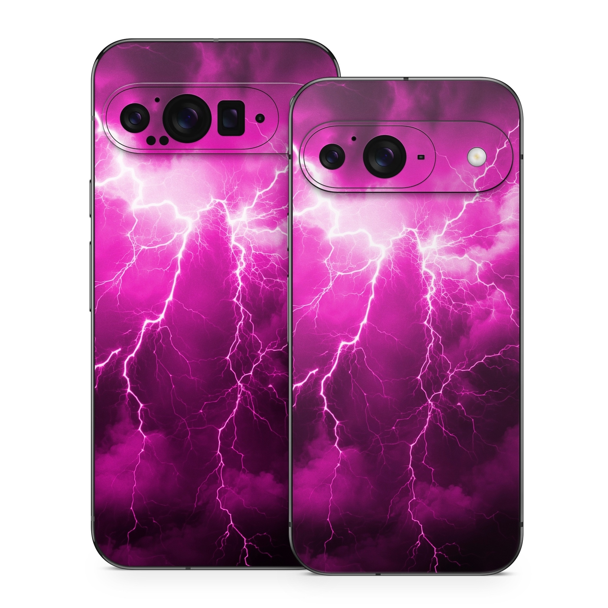Google Pixel 9 Series Skin design of Sky, Thunder, Lightning, Thunderstorm, Atmosphere, White, Purple, Light, Nature, Water, with black, pink colors