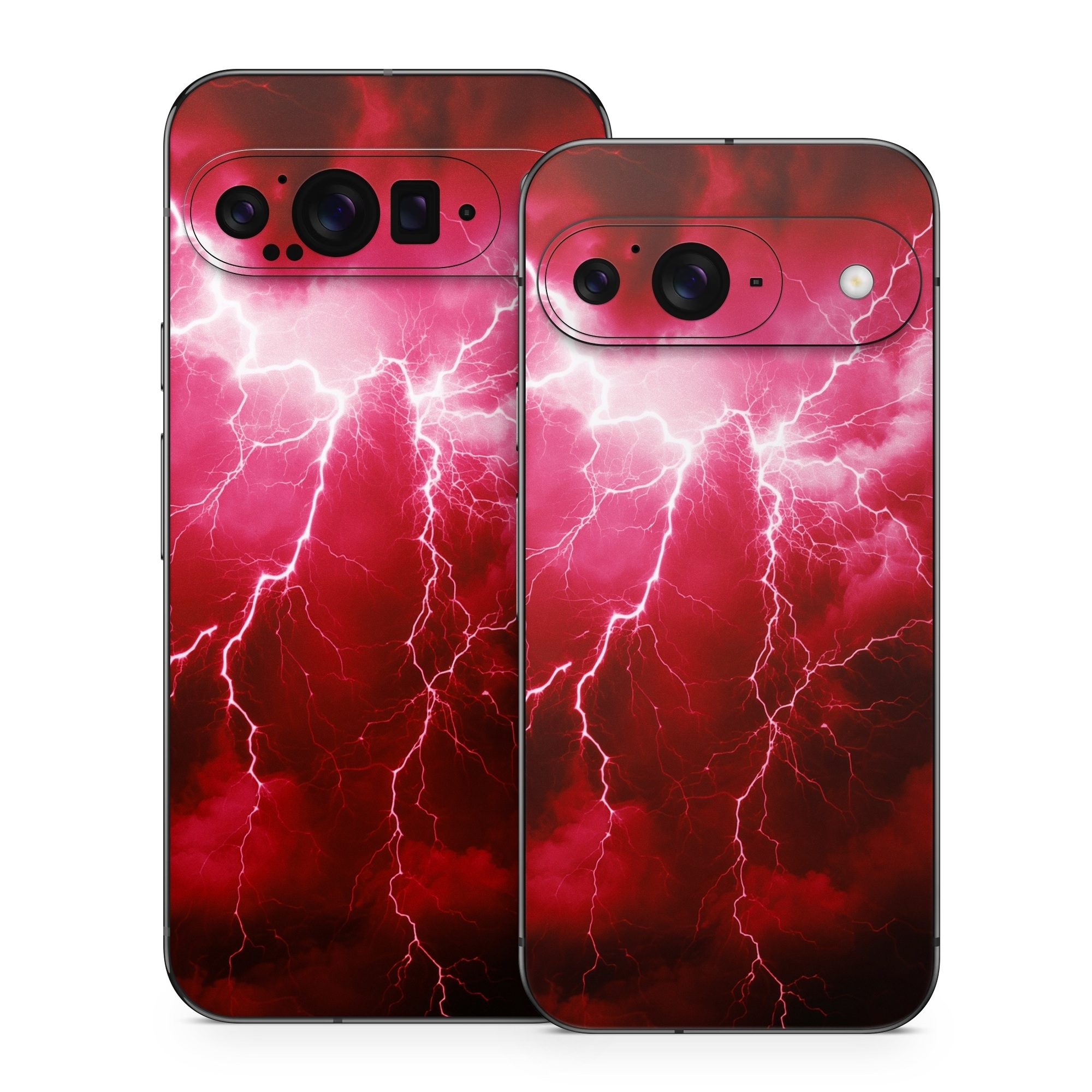 Google Pixel 9 Series Skin design of Thunder, Atmosphere, Sky, Light, Purple, Lighting, Water, Thunderstorm, Electricity, Pink, with black, red colors