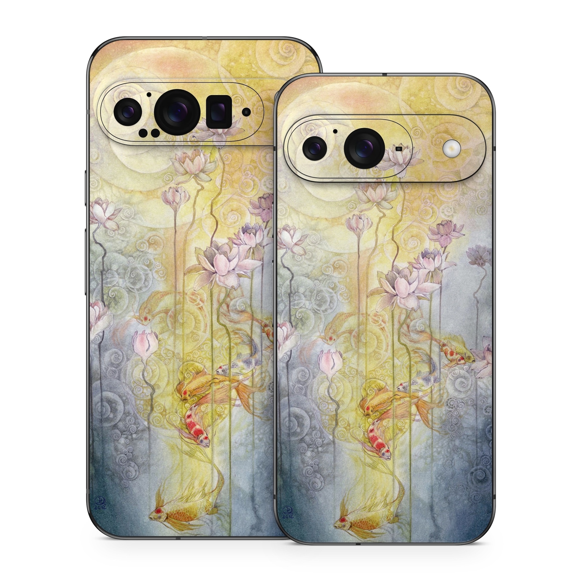 Google Pixel 9 Series Skin design of Watercolor paint, Painting, Art, Yellow, Flower, Acrylic paint, Floral design, Visual arts, Modern art, Illustration, with blue, red, orange, pink, yellow colors